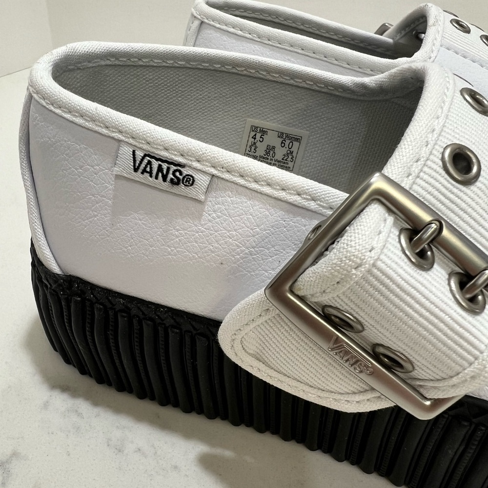 Vans White Dress Shoes with Black Trim - Picture 9 of 15